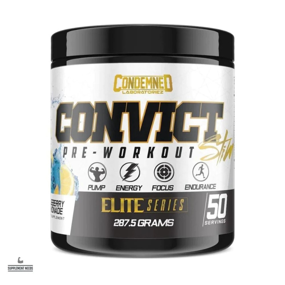 CONVICT STIM 50 SERVINGS BLUEBERRY LEMONADE PREWORKOUT SUPPLEMENTS 287.5g